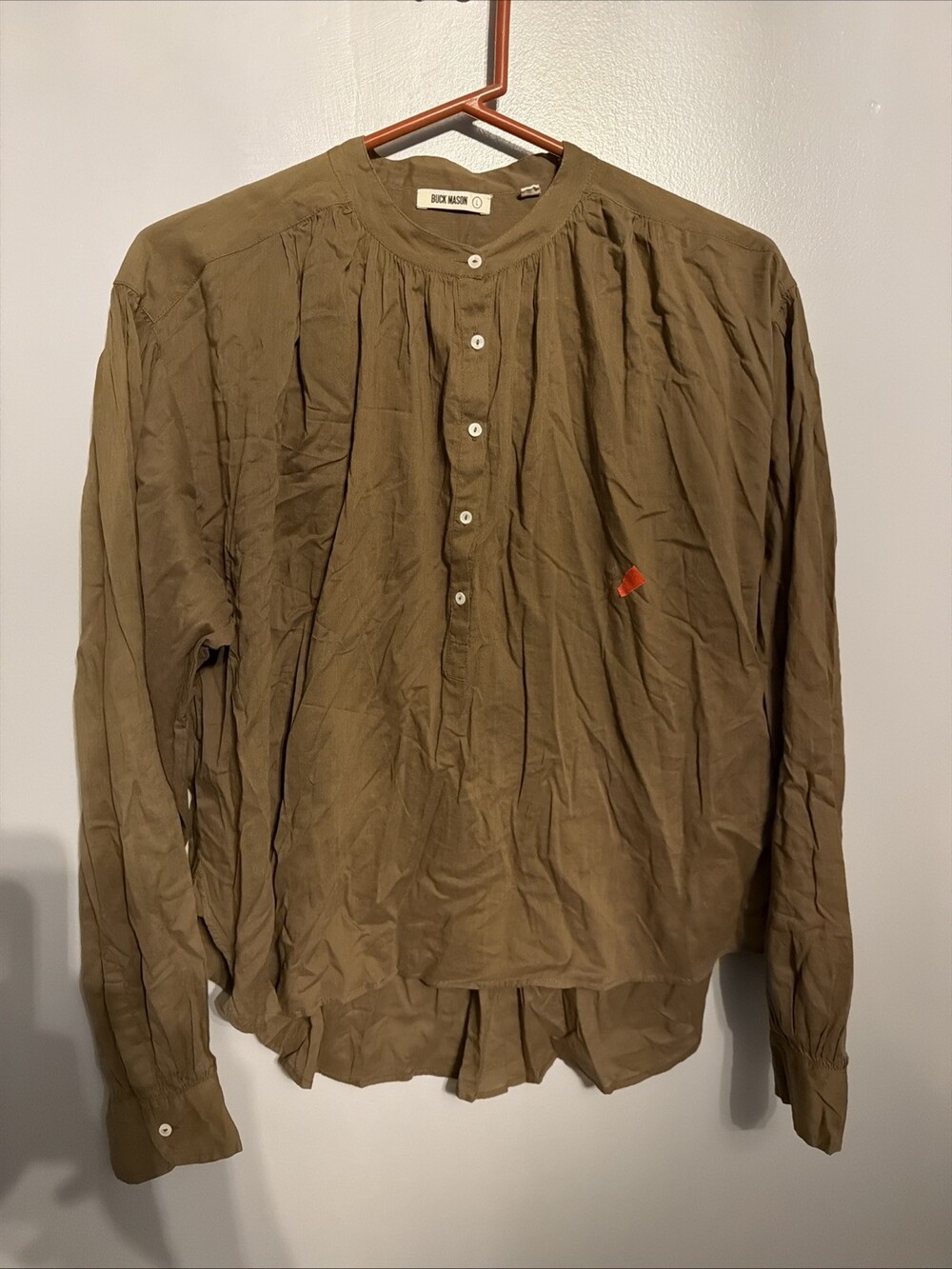 Buck Mason Women’s Large Heirloom Cotton Ojai Shirt Tunic Top Bronze Brown